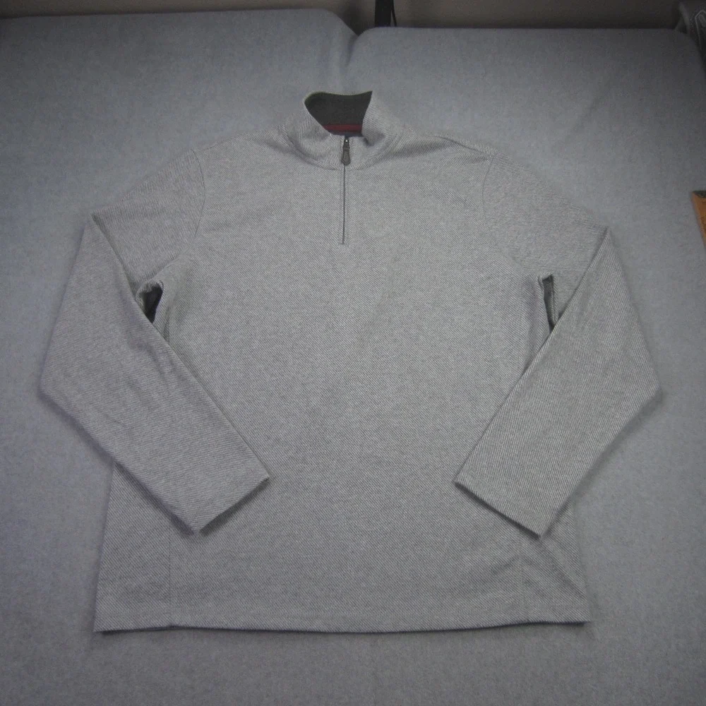 Chaps‎ Sweater Mens XL Gray Herringbone Quarter Zip Pullover
